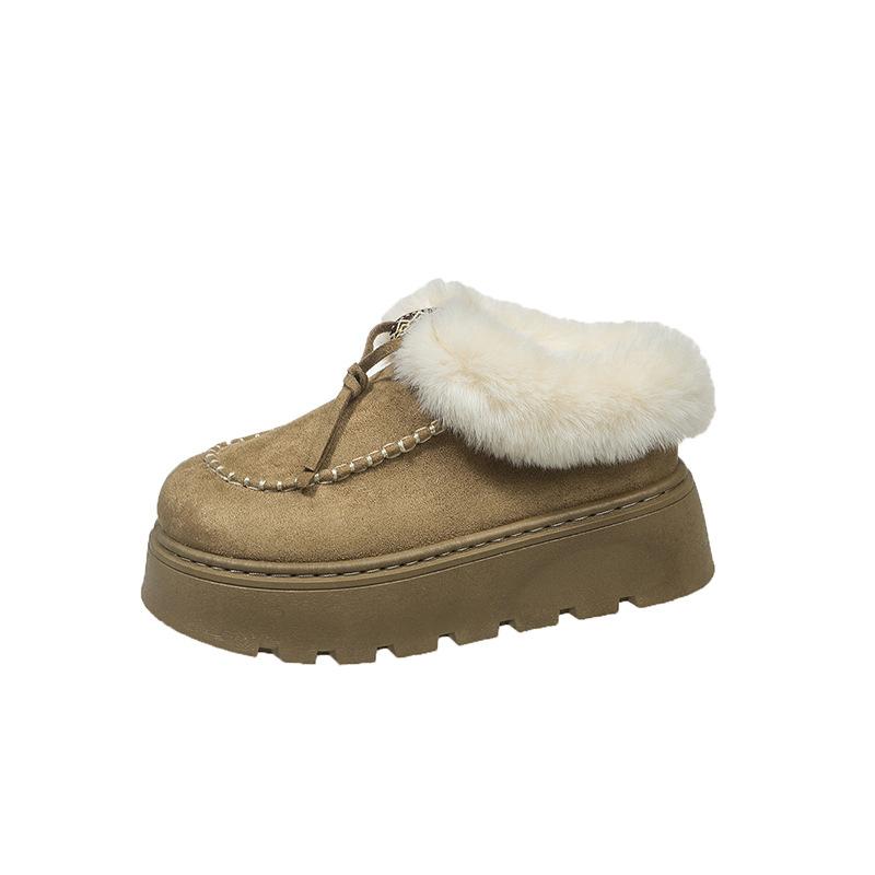 Large Size Mao Mao Shoes Women's Autumn New Snow Boots 2025 Winter Warm Round Head Thick Sole One Pedal Lazy Cotton Shoes