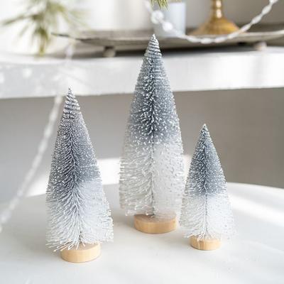 15/20/25cm Christmas Small Snowy Tree Mini Lifelike Flocked Christmas Tree Plastic Handmade Artificial Pine Tree Home Xmas Decor