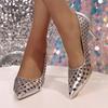 Fashion Sexy High Heels for Women Stiletto Pointed  High Heels Shiny Pumps 2025 Summer New Pointed-toe Openwork  Shoes