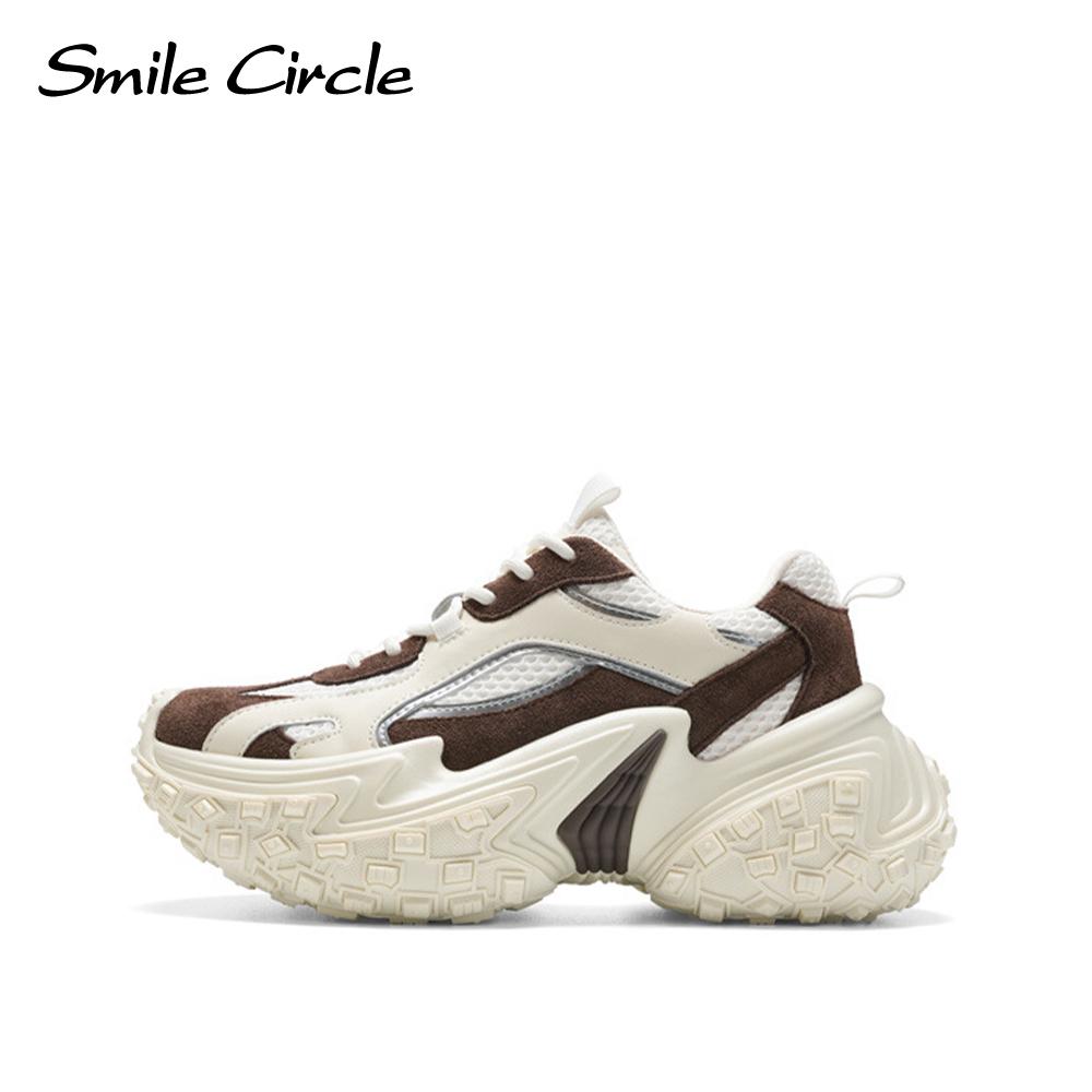 Fashion Women Sneakers Round Toe Lace Up Trainers Comfortable Casual Thick Bottom Shoes