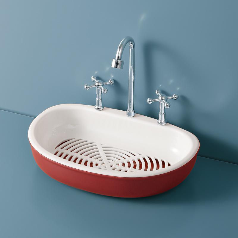 Faucet Double-layer Soap Box Holder Wash Basin, Bathroom Drain, No Punching, Sink Wash Basin Modeling Soap бордовый