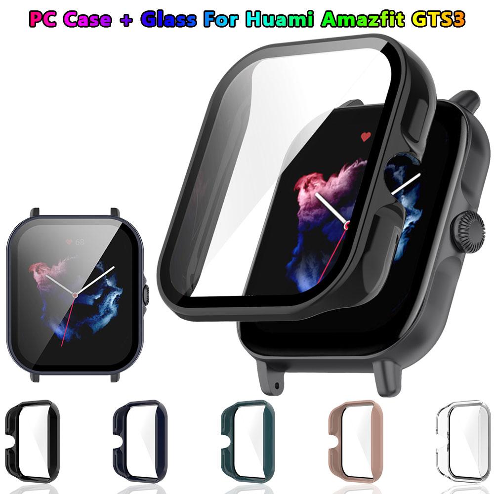 Funda + Cristal Templado Para Amazfit GTS 3 Cubierta Protector de Pantalla Marco Carcasa Antiarañazos Para Huami Amazfit GTS3 Accesorios de Reloj