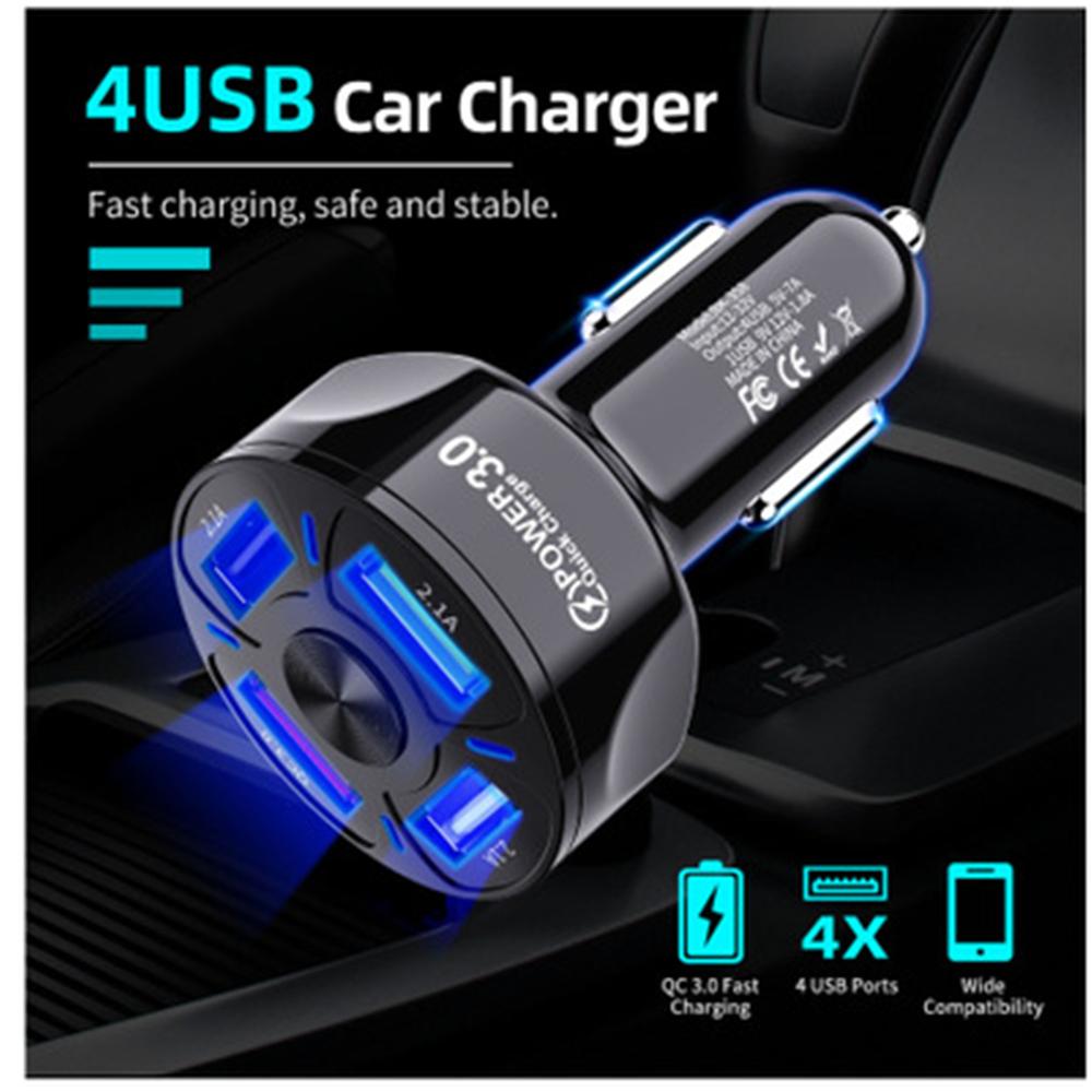 4 Port Car USB Charger 7A 48W Quick Charge Universal 18W Fast Charging in Car Mobile Phone Charger Car Charger AdapterP
