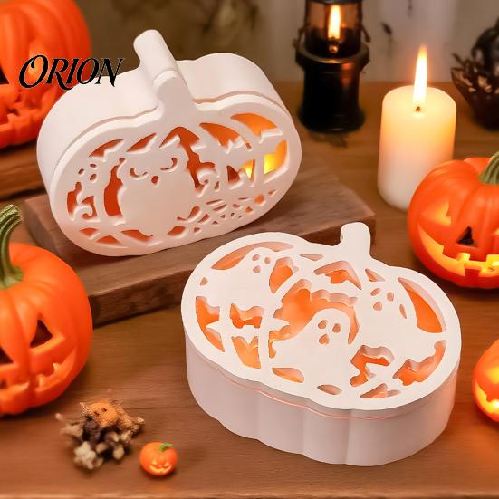 Resin Casting Molds 1 Set Halloween Pumpkin Lampshade Silicone Mold, DIY Hollow Ambient Mold Box Gypsum Cement Epoxy for Crafts Shaped Craft Supplies