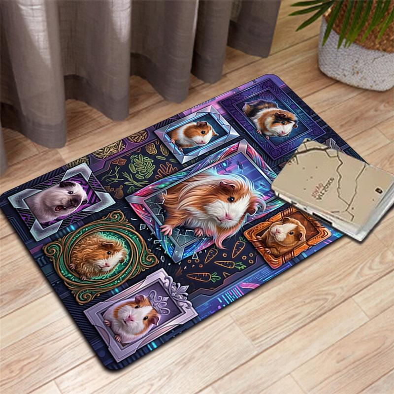 Guinea Pig Portraits Pattern Rug Floor Mat for Living Room or Bedroom Soft and Comfortable Carpet a Gift for Birthday and Holiday.