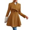 Womens Slim Fit Long Wool Blend Coat Winter Elegant Turn-Down Collar Outerwear
