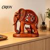 Office Table Ornaments Hollow Carved Mother and Baby Elephant Statue, Resin Figurine, Good Luck Figurines Sculpture for Home Shelf Tabletop