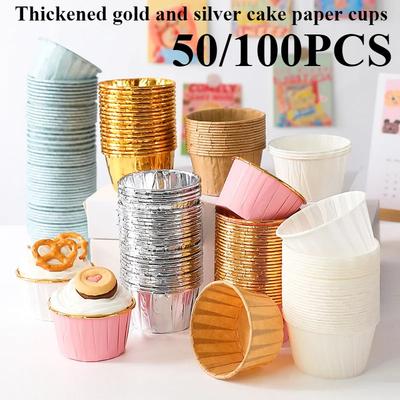 50/100 Pcs Small Mini Pack Muffins Cup Paper Cupcake Wrappers Baking Cups Cases Muffin Boxes DIY Cake Tools Kitchen Baking Supplies