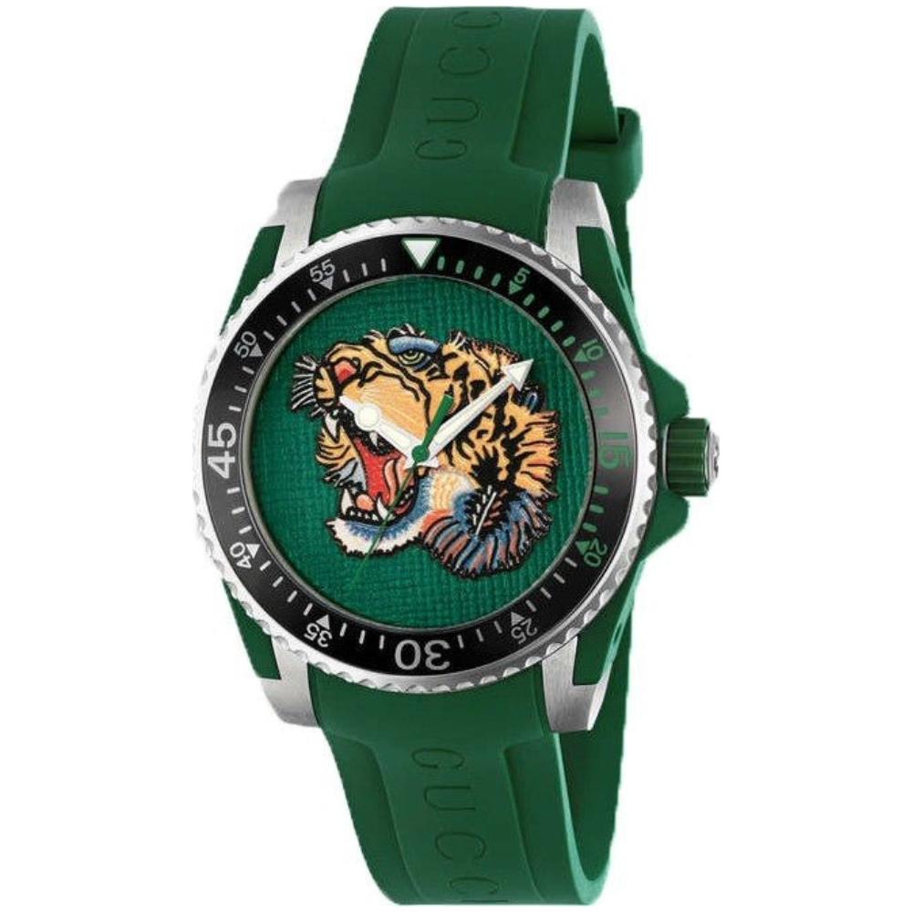 Gucci Men's Green Ya136316 Dive Tiger Dial Watch