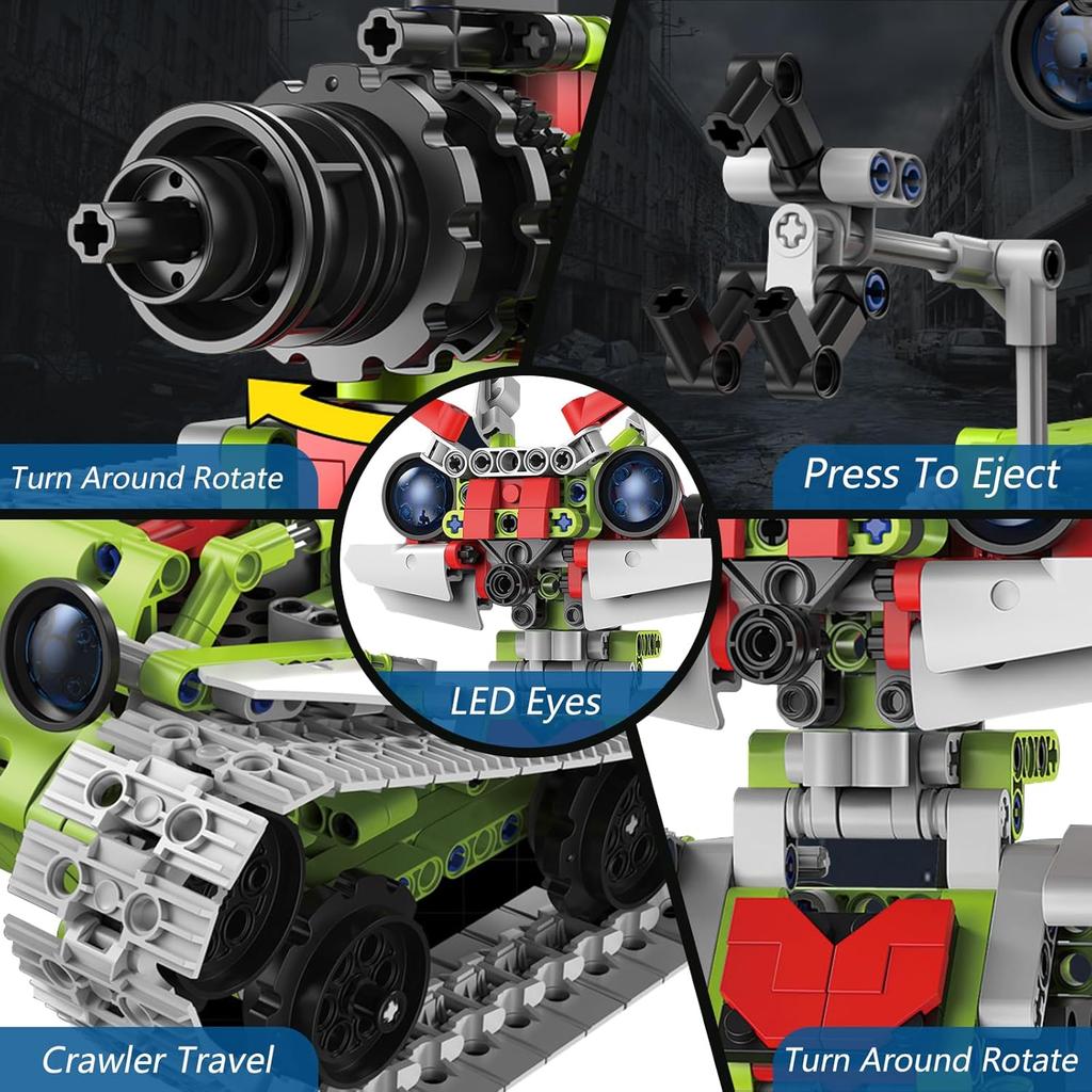 5 In 1 Robot Building Kit for Kids, Educational STEM Building Blocks Set, Remote & APP Control Construction Robot/Tracked Racer/Tank/Bulldozer,