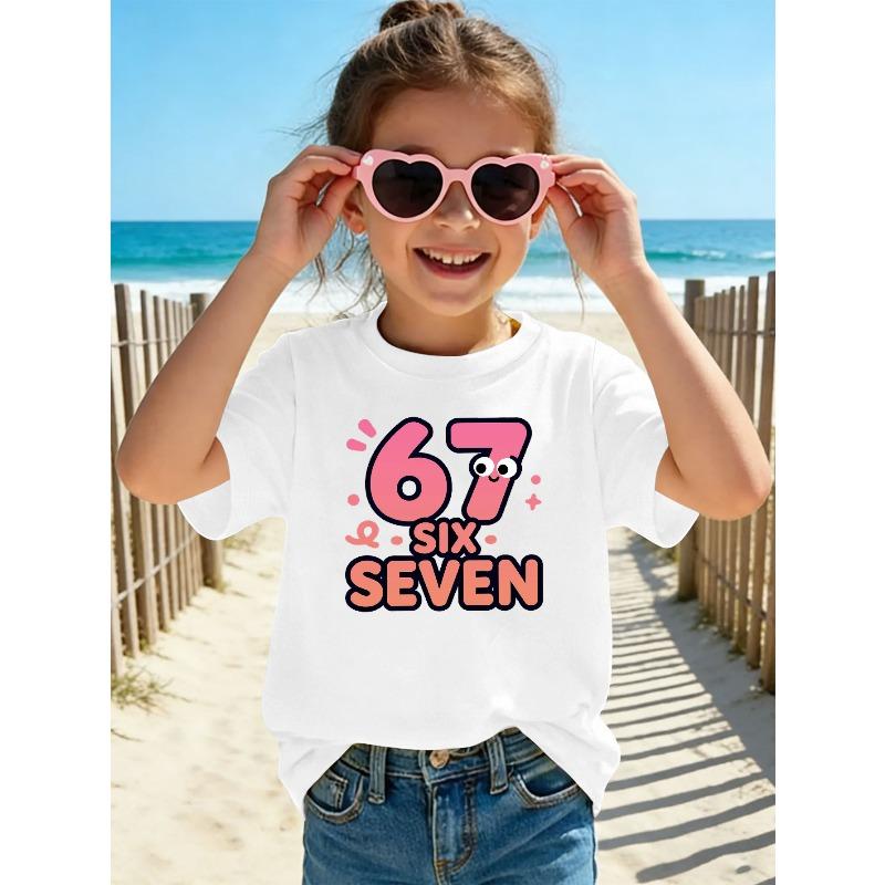 European sizes 67 SIX SEVEN Cute Girls' Summer Short-Sleeve Casual Breathable Comfortable Clothing, The Best Gift for Children, Stylish T-Shirt