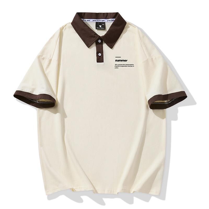 New Summer Men's Loose Polo Shirt Top Versatile Collar Clothes