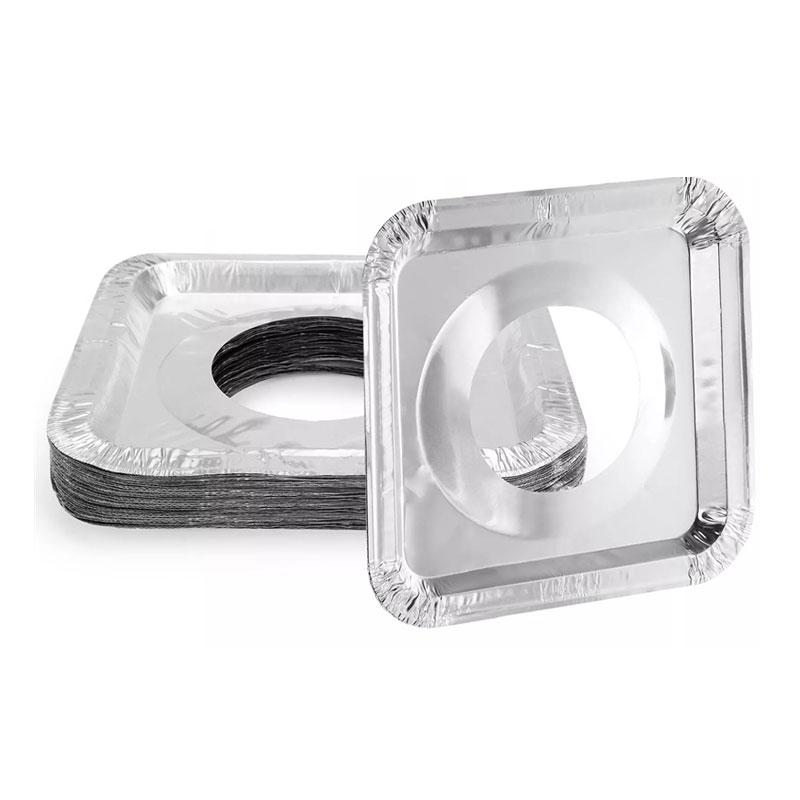 50-Piece 9" Square Disposable Aluminum Gas Stove Burner Covers - Heat-Resistant Thick Top Liner Kitchen Safety Protectors