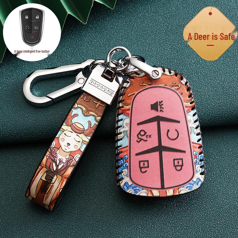 Cadillac Car Key Case for ATSL, XTS, XT5, XT4, CT6, XT6 - Stylish National Tide Design