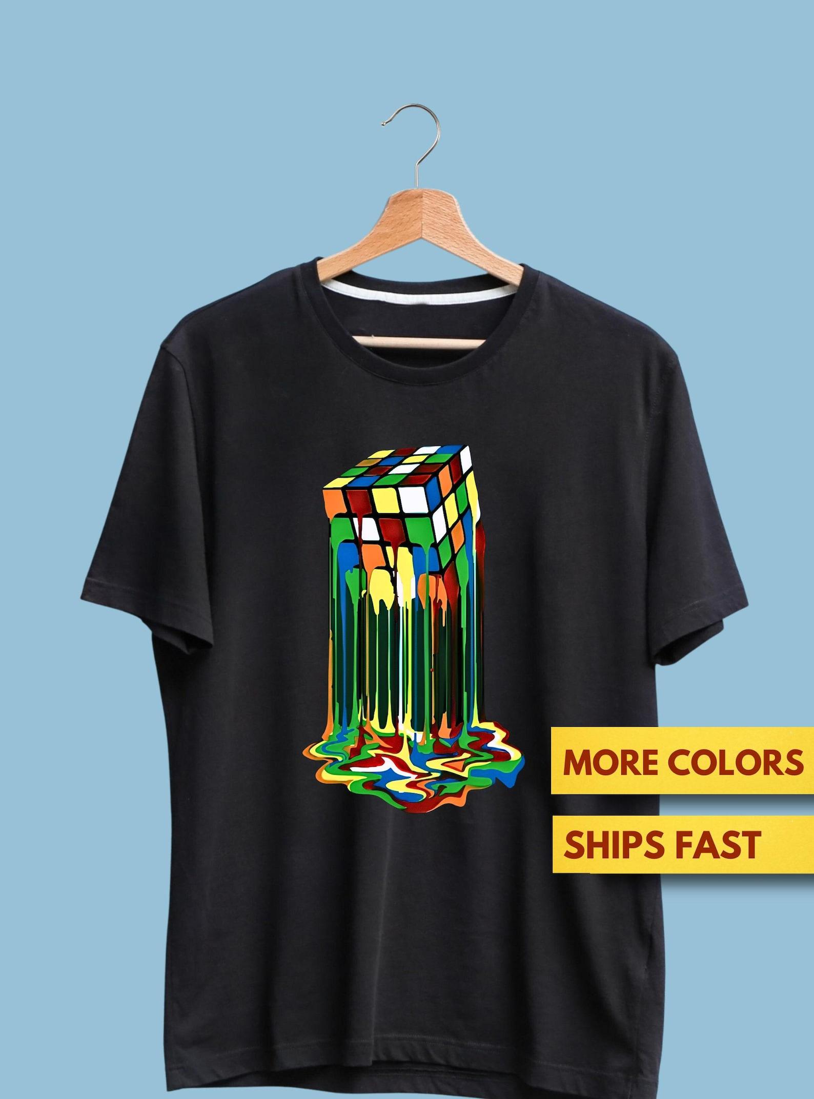 Rubiks Cube Shirt, Melting Rubiks Cube Shirt, Speedcubing Gift, Premium Ultra Soft Tee L