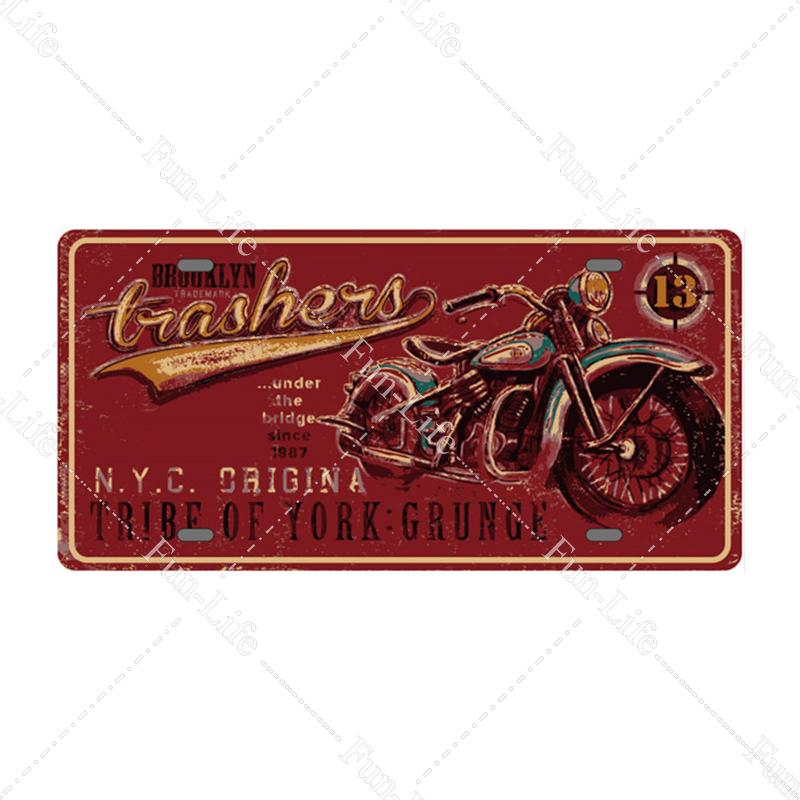 Motorcycle Vintage Metal Poster Retro Route 66 Motor Tin Signs Board / Pub / Bar / Cafe / Garage Decor 15x30cm