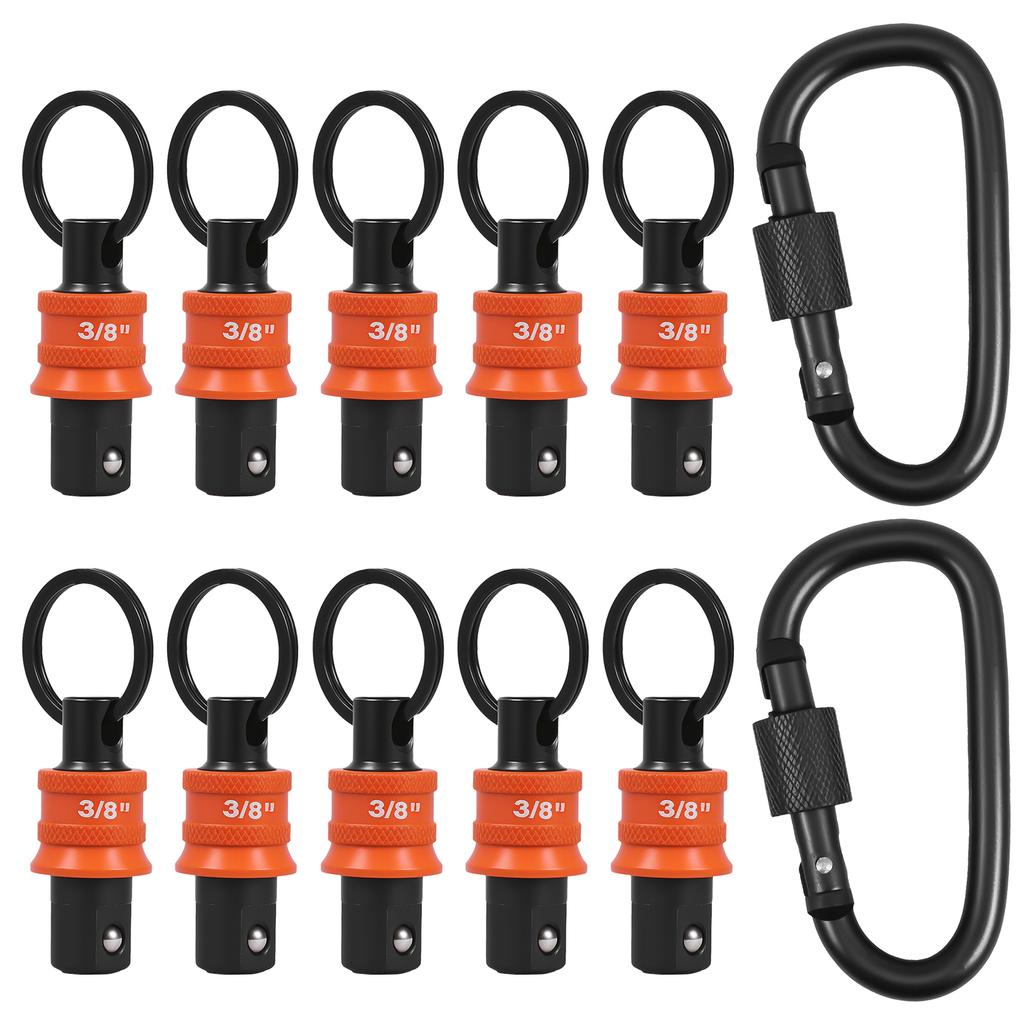 10 Pcs Socket Adapter Holder Keychain Portable 3/8 1/2 Square Screwdriver Head Quick Socket Holder Sleeve Conversion Rod Set