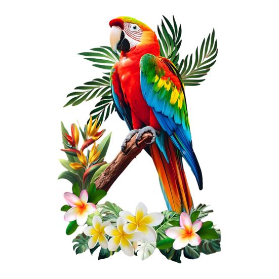 

Tropical Parrots on Branch Window Clings Bird Flowers Palm Leaves Anti-Collision Glass Door Sticker Removable Waterproof Static PVC Decals for A