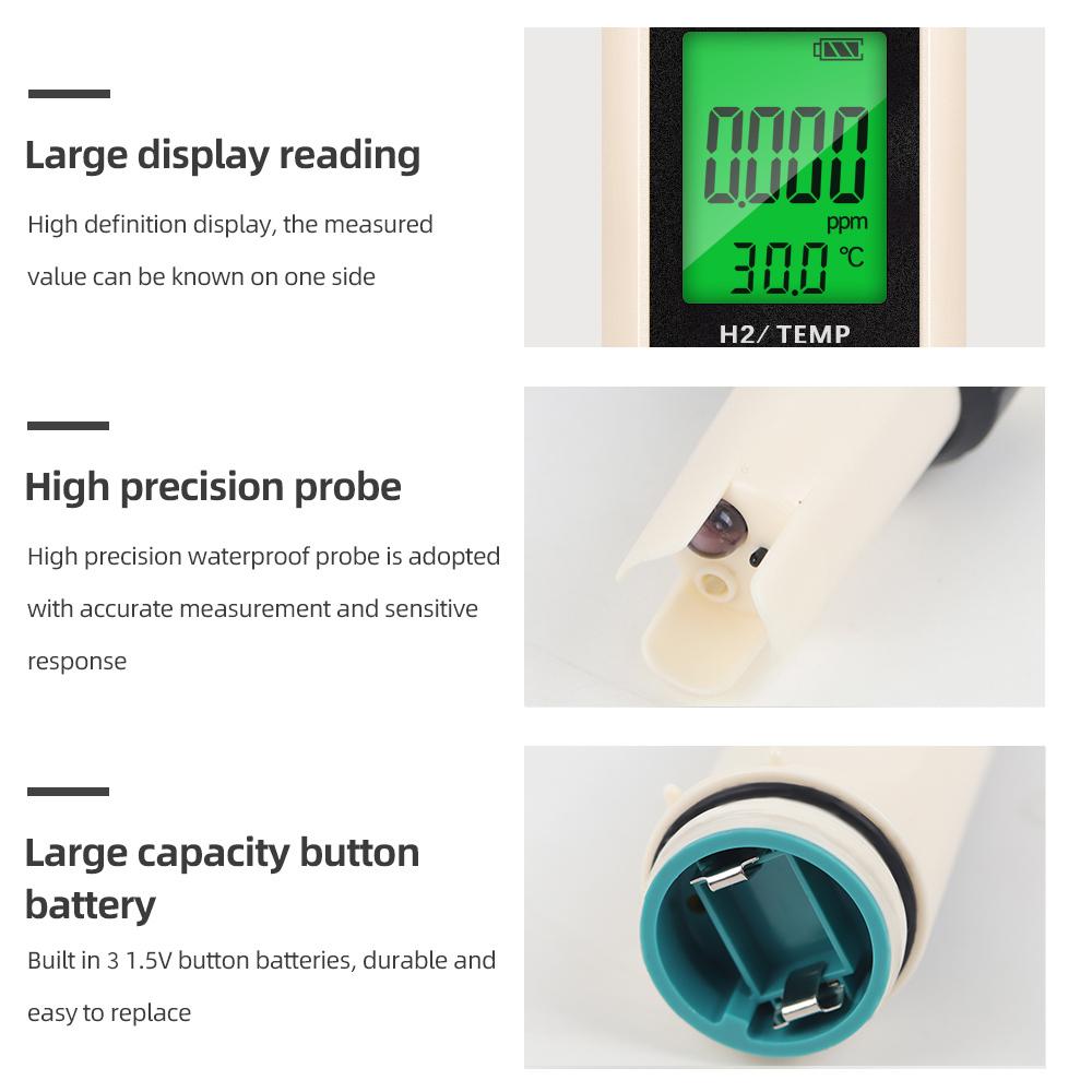 4/3/2 In 1 Optional PH ORP H2 Temperature Hydrogen-rich Meter Water Quality Purity Detector for Aquarium Pool Hydroponic