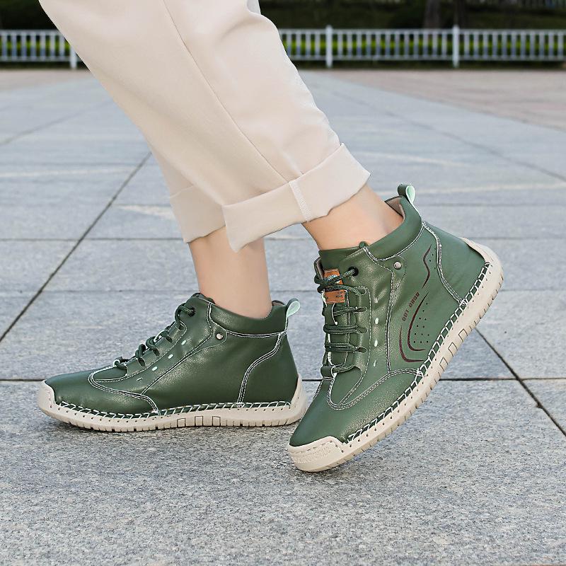 2026 Women's Plus Size Hand-Stitched Martin Ankle Boots - Non-Slip, Soft Sole, Casual Spring Shoes