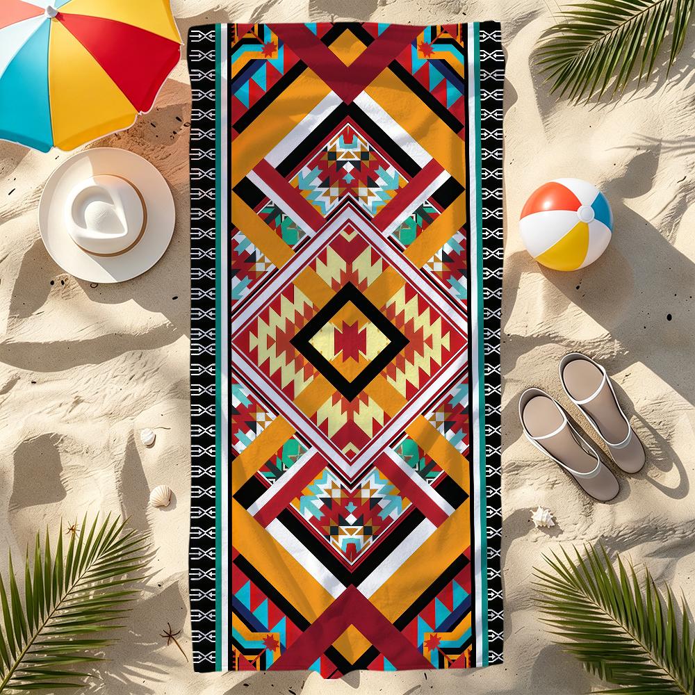 Fashion Ethnic F-Frame Towel Large Quick-Drying Microfiber soft Beach Towel for Travel Fitness Sauna Bathing Camping