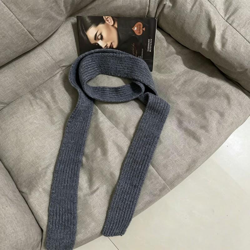 Slim Knit Scarf Women Men Warm Winter Lightweight Long Narrow Wool Blend Neck Wrap Stylish Minimalist Accessory