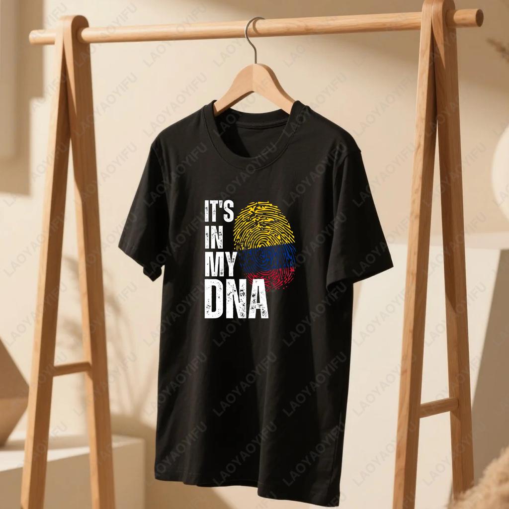 Colombia Its In My DNA Flag Fingerprint Roots Man Printed Tshirt Colombiano South America Country National Cotton T Shirts