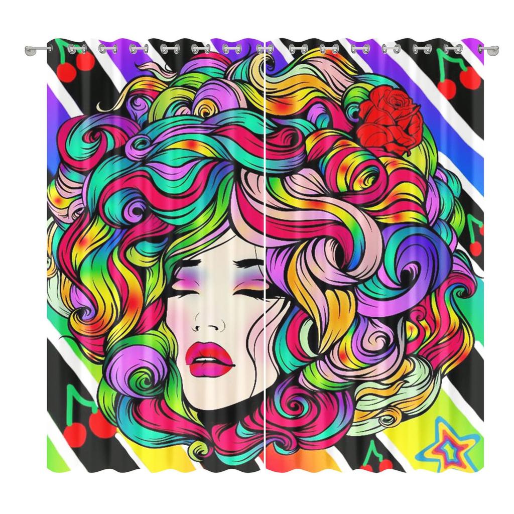 African American Female Curtain Fabric Bedroom Living Room Balcony Blackout Curtain Office Hotel Insulation Curtain