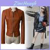 Giacca in Pelle Vintage da Donna con Chiusura a Zip per Uso Casual