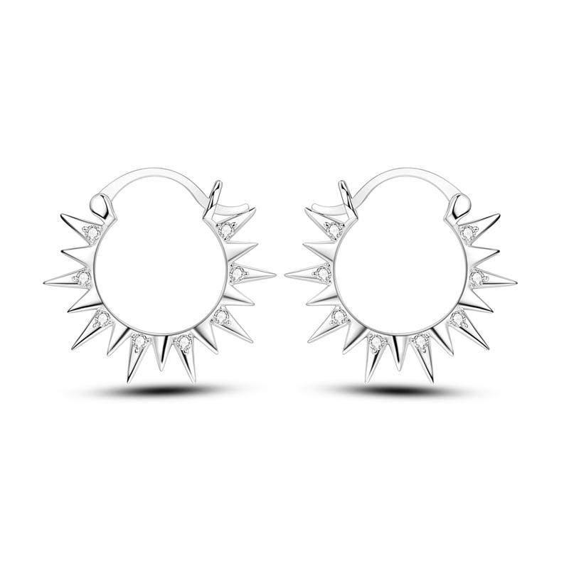 New 925 Silver Earrings Crystal Me Pave Circular U-shape Stars Hoop Earring For Women Making Jewelry Gift