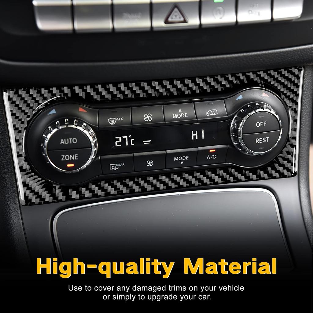 Carbon Fiber AC Control Panel Frame for Mercedes A B CLA GLA Class W169 W245 W117 W156, Center Console Trim Sticker Black