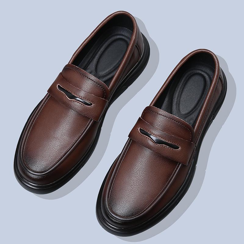 Handmade Leather Men's Casual Shoes Comfortable Slip on Business Affairs Loafers Genuine Leather Flats Moccasins Walking Shoes