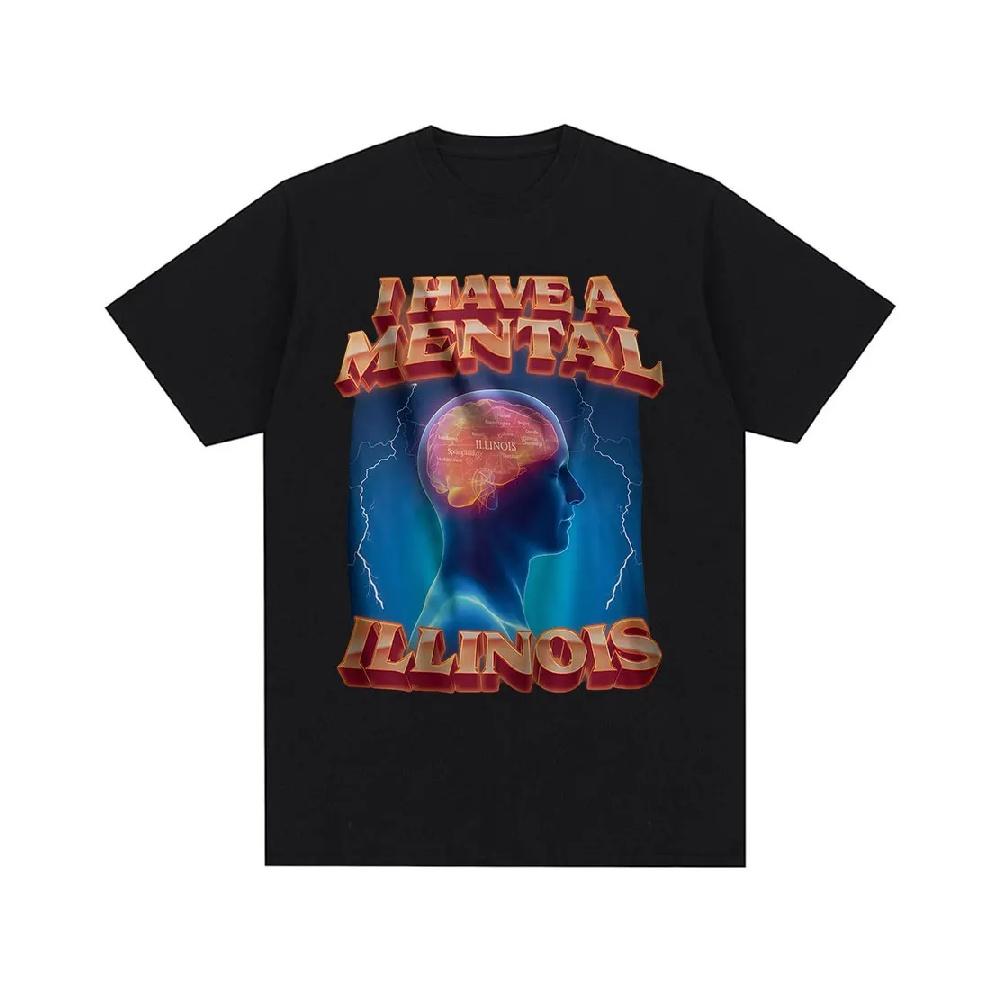 

Funny Meme I Have A Mental Illinois Graphic T-shirt Men Women Cotton Casual Oversized Short Sleeves T Shirts Summer Streetwear XXXXXL чорний