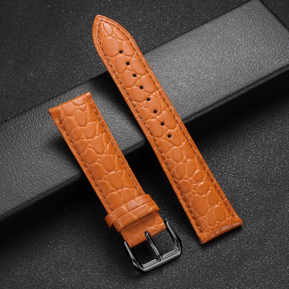 Crocodile Pattern Design Leather Watchband 12/14/16/17/18/19/20/21/22/24mm Soft Watch Straps Men Women Casual Business Wristband