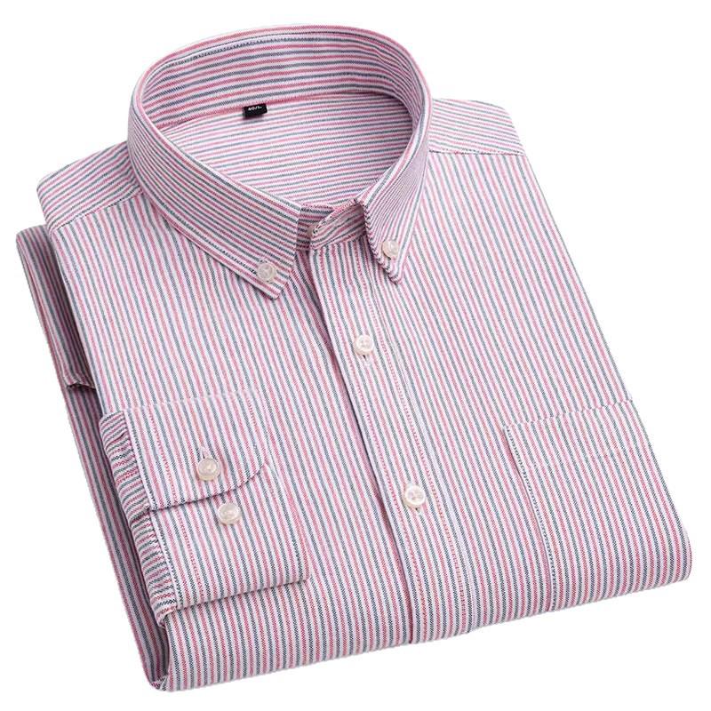 Men's Slim Fit Striped Oxford Cotton Shirt - Autumn Collection