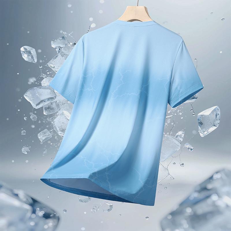 Men's Casual Sports Round Neck Thin Short-sleeved T-shirt Ice Silk Quick-drying
