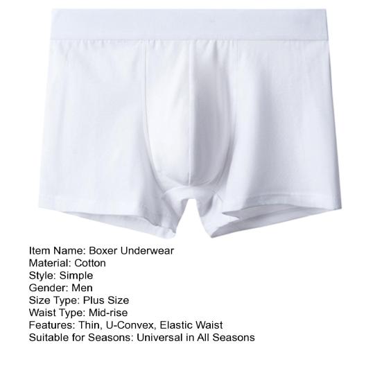 Men Boxer Underwear Elastic Mid-Waist Design U-Convex Shorts Briefs Smooth