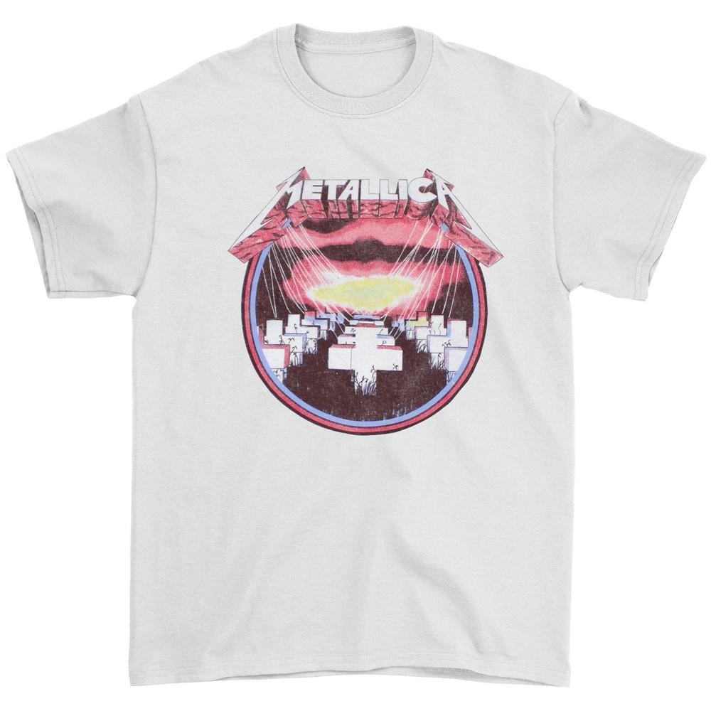 Metallica Master Of Puppets Circle T-shirt Medium White Unisex T-Shirt S
