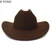 Yeni kadın erkek Yapay Yün Batı kovboy şapkası Kış Sonbahar Beyefendi Caz ​​Cowgirl Şapka Cloche Sombrero Kapaklar