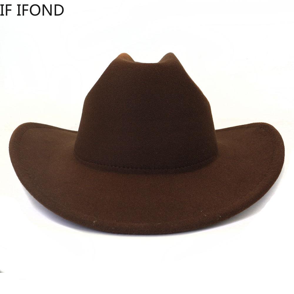 Yeni kadın erkek Yapay Yün Batı kovboy şapkası Kış Sonbahar Beyefendi Caz ​​Cowgirl Şapka Cloche Sombrero Kapaklar