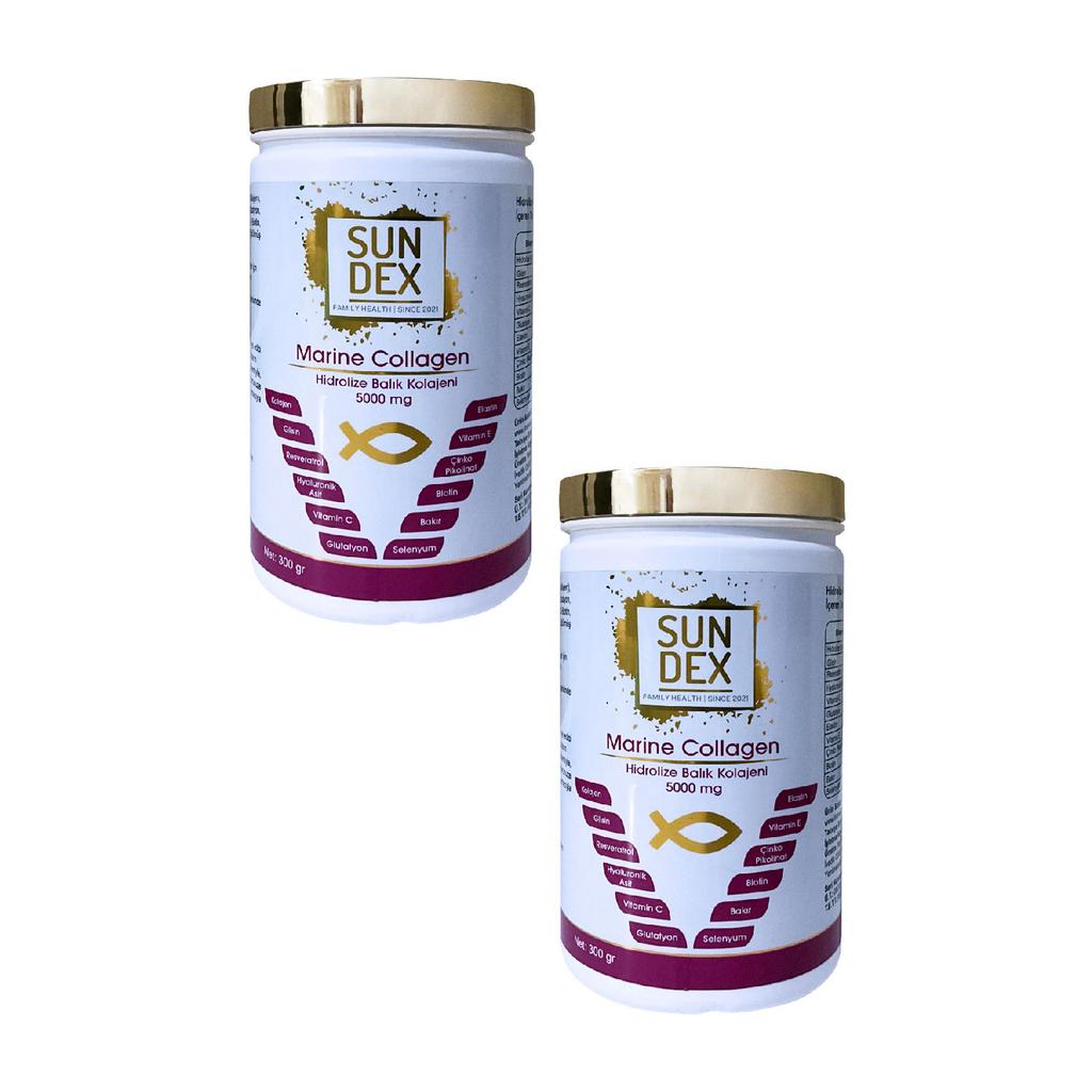 2 Package Marine Collagen Hydrolyized Fish Collagen, Glycine, Elastin, Hyaluronic Acid 300 Gr