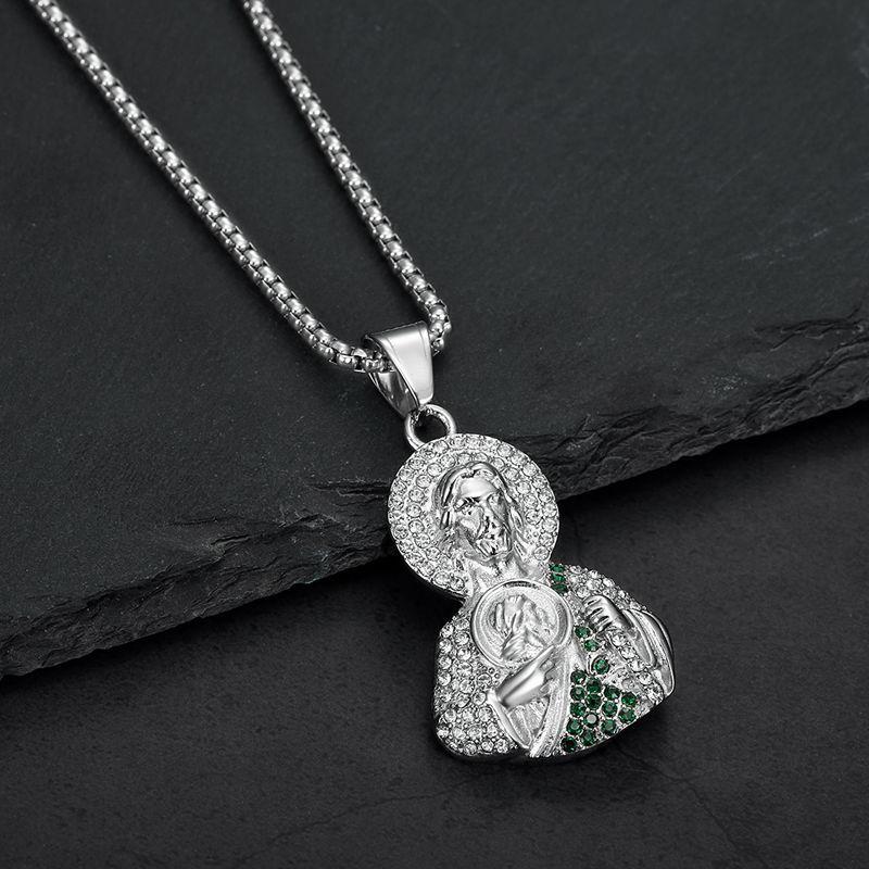 Anhänger aus 316L Edelstahl, Heiliger Judas, mit Strass-Straßen, Hip-Hop, Partys, Herren-Damen-Weihnachtsgeschenke, Schmuck