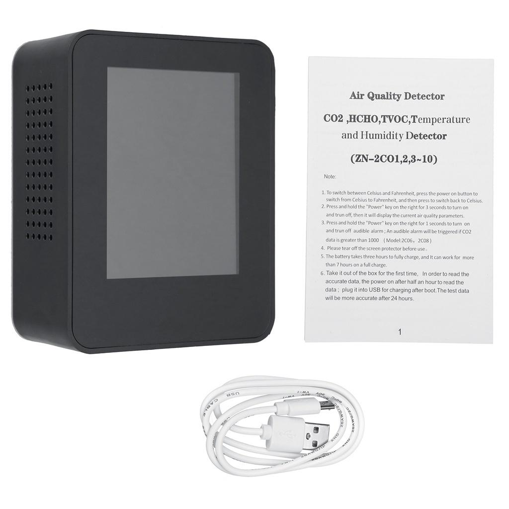 Air Quality Monitor 5 in1 CO2 Meter Digital Temperature Humidity Sensor Tester Carbon Dioxide TVOC Formaldehyde HCHO Detector