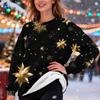 Women's Fashion Casual Long Sleeve Christmas Printed Round Neck Plus Velvet Thickened Sweatshirt