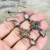Rainbow moonstone rough earring electroformed copper earrings real gemstone earring handmade copper jewelry honey bee earrings gifts for her