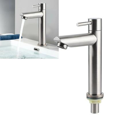 Wash Basin Faucet Single Cold Sink Faucet Kitchen Sink Water Faucet 304 Stainless Steel  Bathroom Counter Basin Faucet