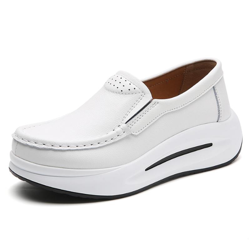 Autumn Women Flat Shoes Woman Platform Sneakers Moccasins Shoes Woman Genuine Leather Shoes Wedge Women Loafers