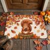 1pc Autumn Cute Squirrel Holding Acorn Cartoon Fleece Thickened Floor Mat - 1.02 Cm Sponge Thickness for Entrance, Hallway, And Home Entry, Anti-Slip