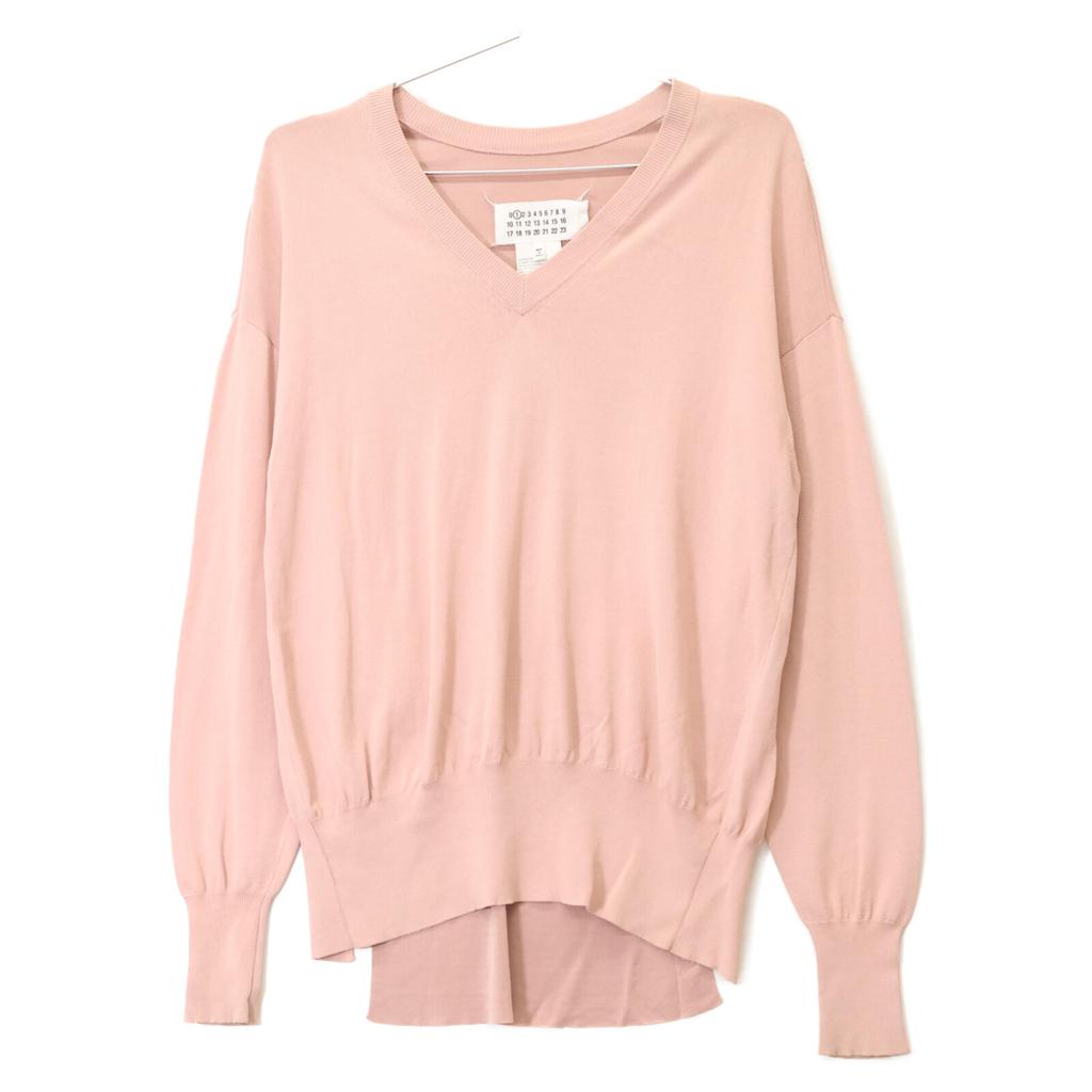Maison Margiela Pink V-neck Back Slit Knit Sweater Tops S pinkUsed
