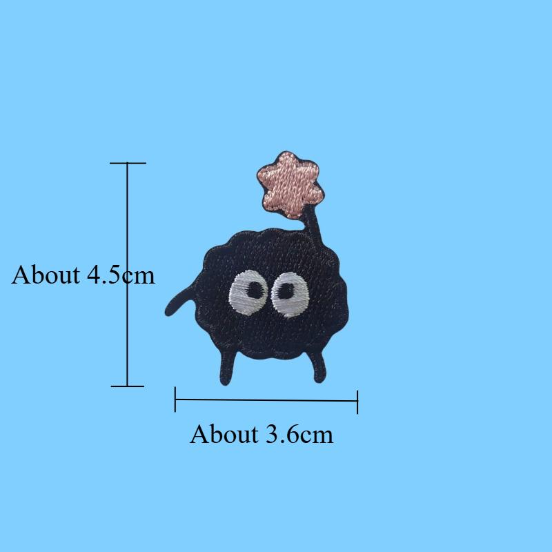 

1Pc Stick On Black Cartoon Cute Pixie Embroidery Decoration Fabric Stickers Self-Adhesive Clothes Patch